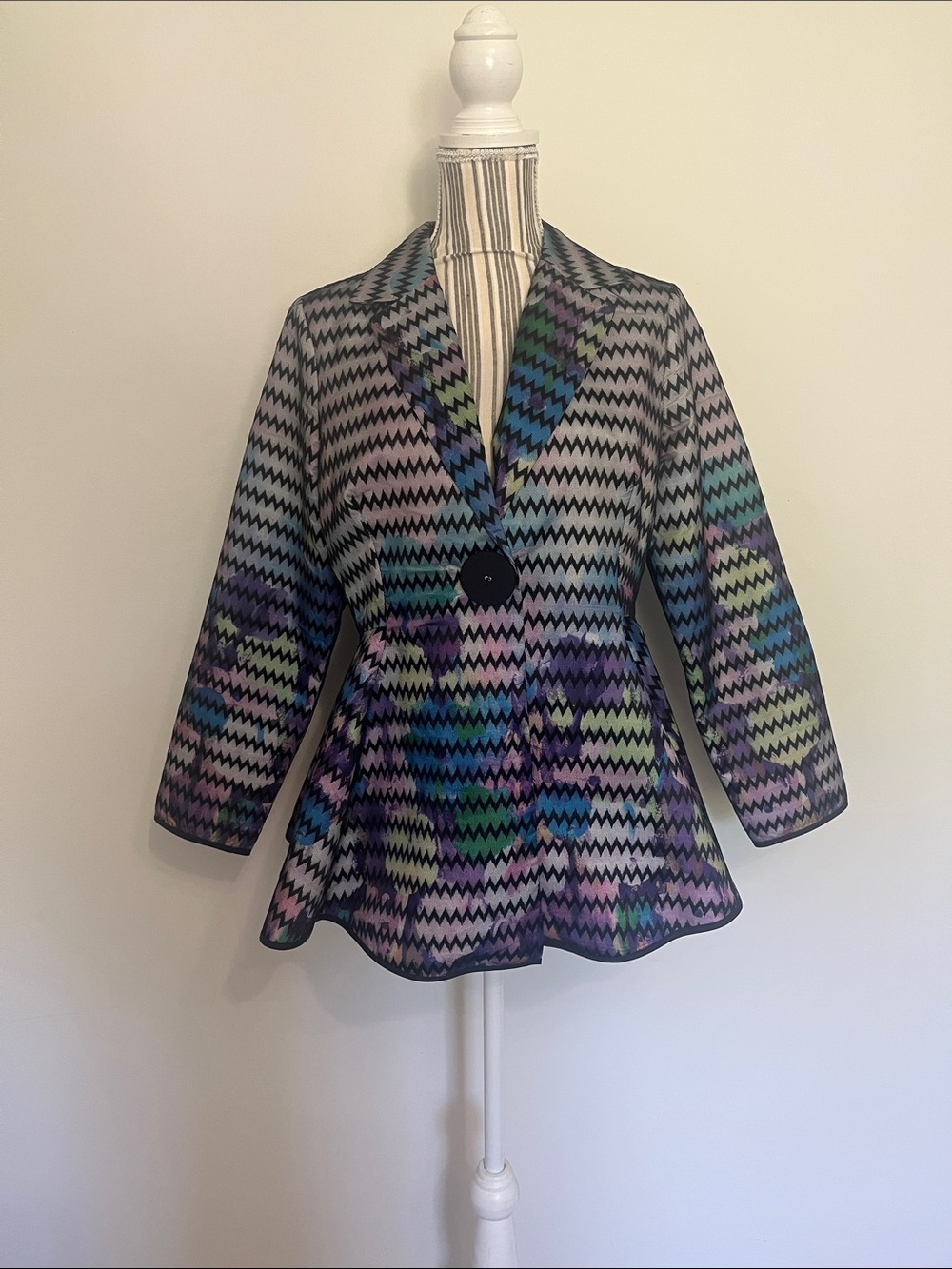 Jerry T - Multicolor Zigzag Peplum Blazer
